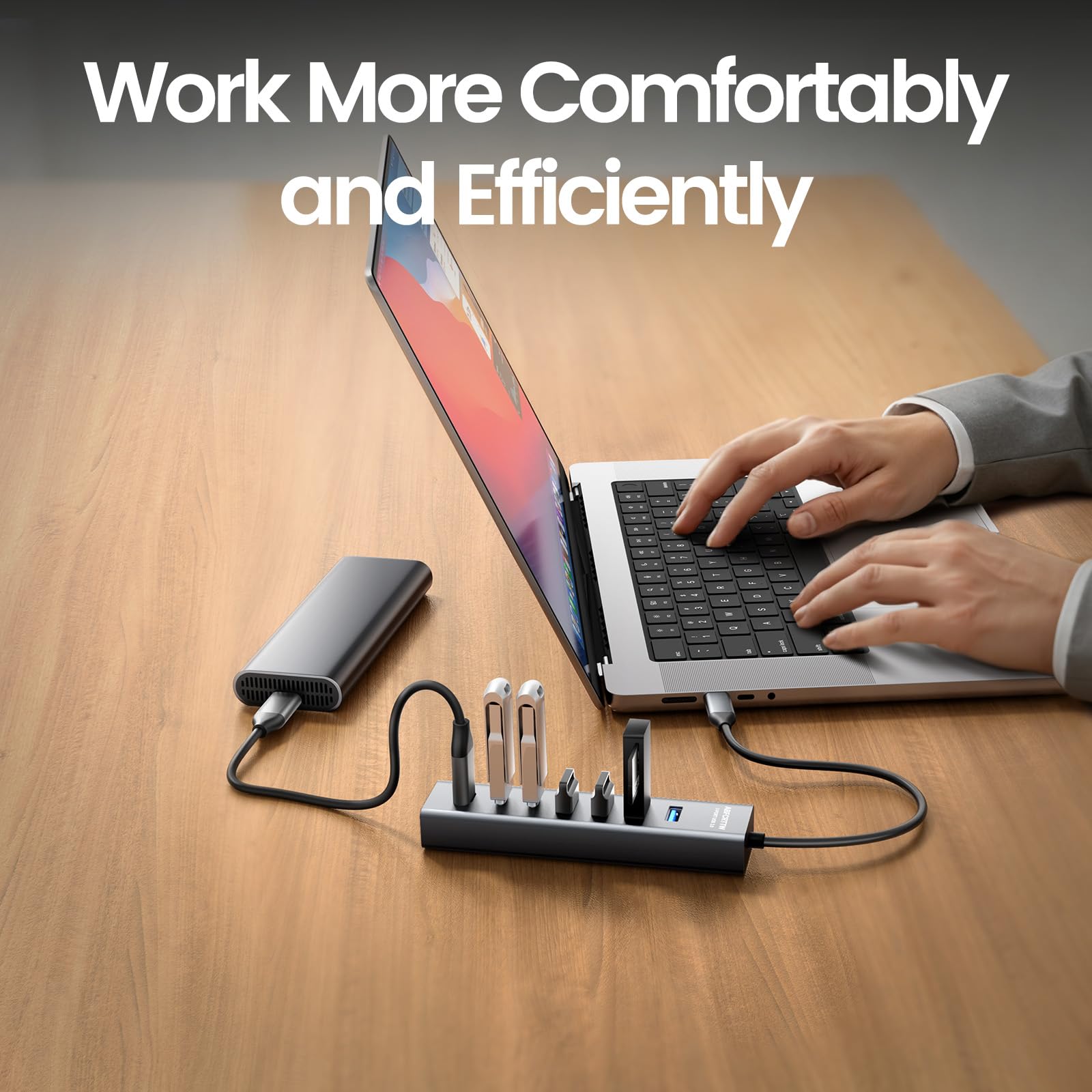 7-portowy hub USB C do laptopa, aluminiowy hub USB 3.0 z 4 portami USB-A i 3 portami typu C, rozdzielacz USB C, wieloportowy adapter koncentratora USB do laptopa, iMac, pendrive'a, PSSD, mobilnego HDD