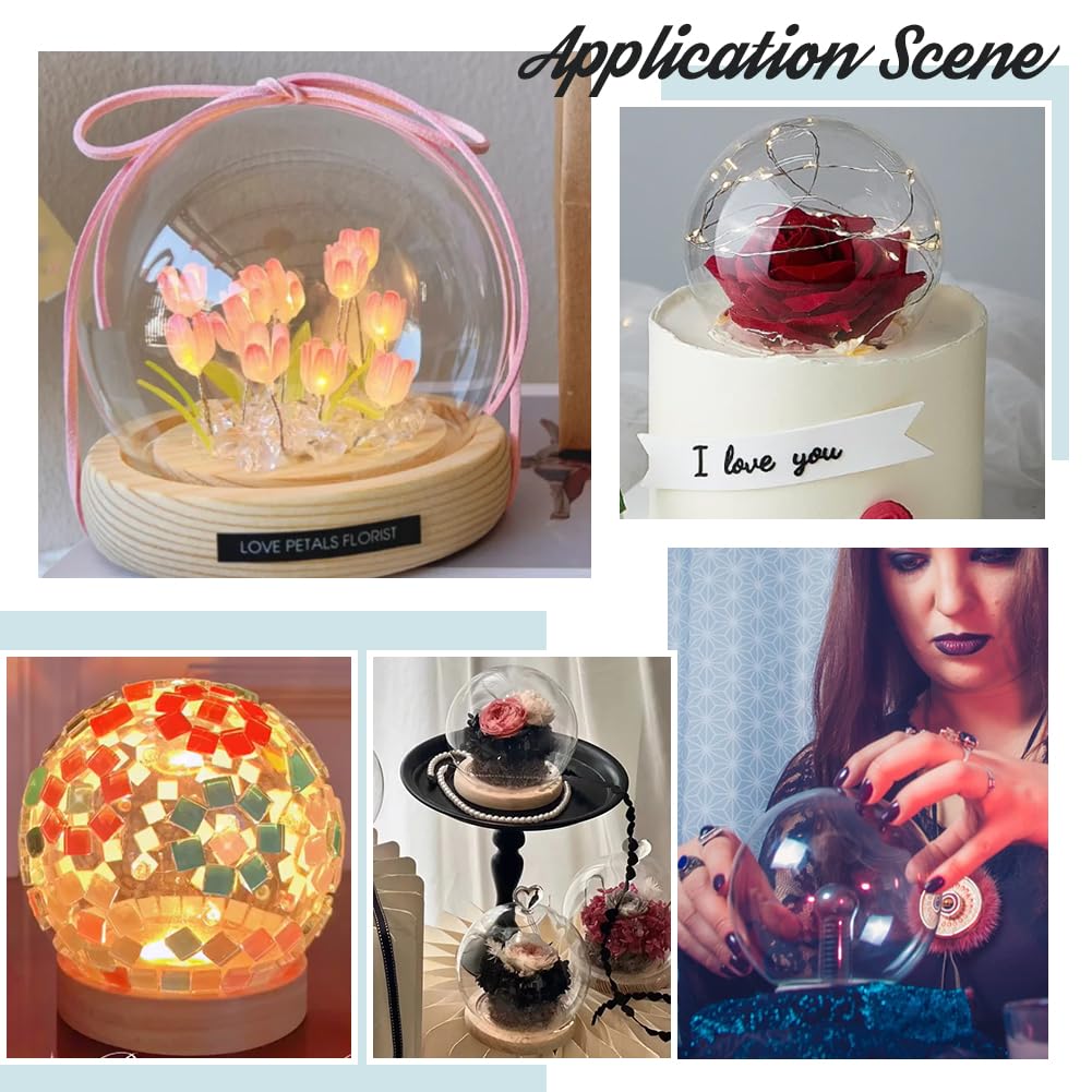 Affichage En Verre Dôme Cloche Clair Cloche Pot Table Vitrine Terrarium Dessert Couverture Avec