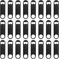 Vista 9 de 12 abridores de botellas planos de 4.9 x 1.18 pulgadas, abridor de botellas de cerveza de acero inoxidable negro, hoja de barra resistente, abridor