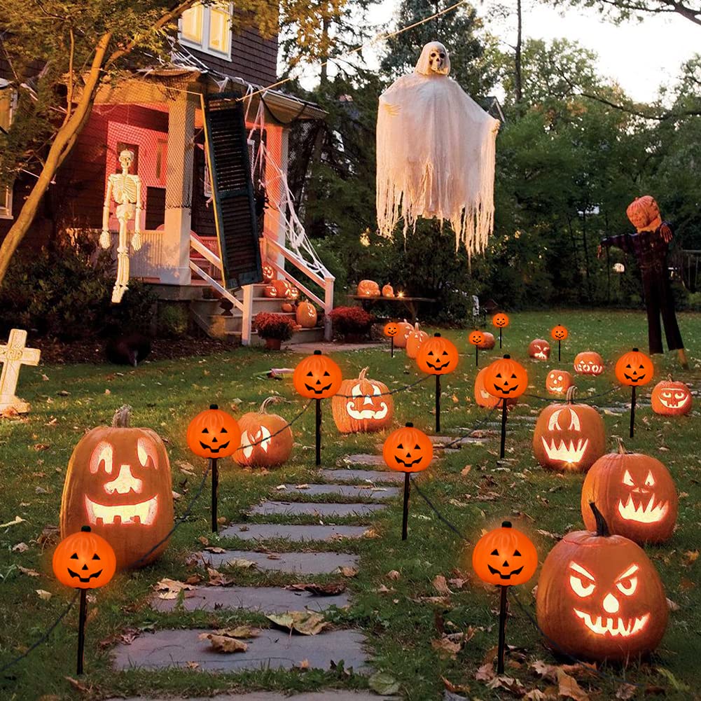 Halloween Pathway Lights Outdoor Set Of 4 Halloween Pumpkin Stake |  Desertcart Seychelles, image size:1001x1001