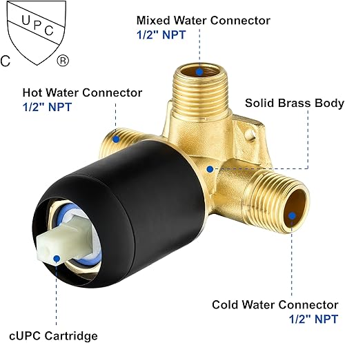 Miniatura 3 de SHAMANDA LW01-7 - Grifo de bañera romana de montaje en pared, grifo de fregadero de baño de una sola manija con válvula áspera y kit de molduras,