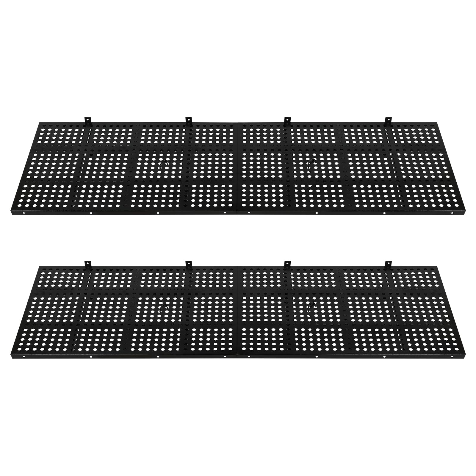 Beuioslyr Garage Wall Shelving with 4-Hooks, 2-Pack Garage Storage Rack Wall Shelf Garage Organization System, Heavy Duty Garage Storage Rack Floating Shelves, 560 lbs Weight Capacity, Black(24