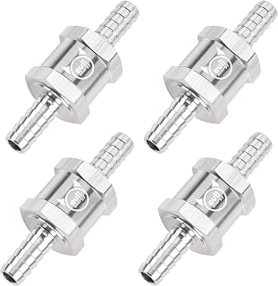 EVIL ENERGY 5/16" Fuel Check Valve One Way Inline Non Return Diesel Gasoline Silver (8mm OD, 4PCS)