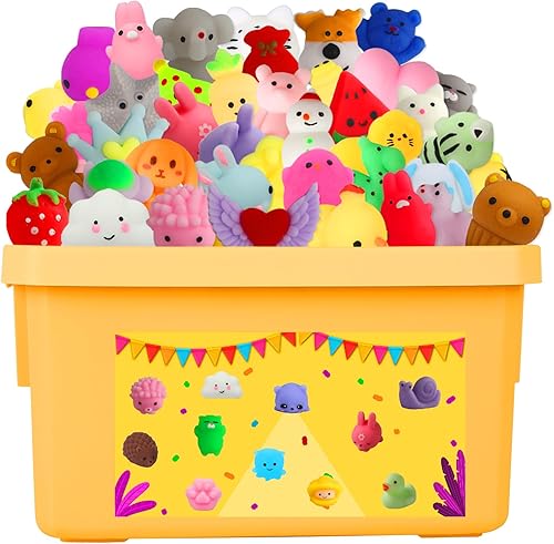 KINGYAO Kawaii Squishies, juguetes esponjosos Mochi a granel, paquete de 130 para niños de 4 a 8 a 12 años niños niñas, juguetes fidget sensoriales