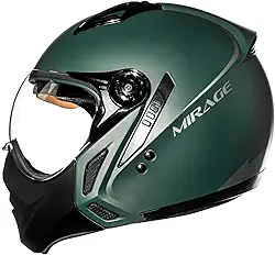 Peels Capacete Aberto Moto com Queixeira Removível e Óculos Solar Interno Mirage Classic Verde Militar Fosco/Grafite 58