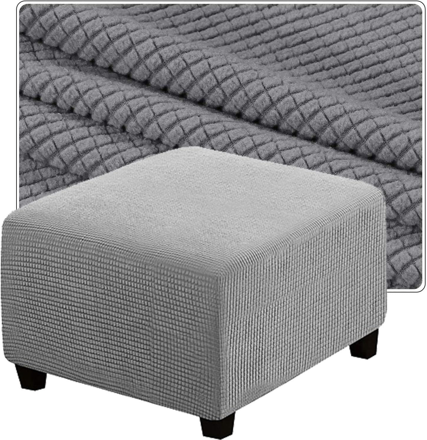 Funda para otomana lavable que soluciona el desgaste del puf gris