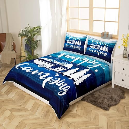 Miniatura 9 de Funda de edredón Happy Camping RV Camper (sin edredón), juego de ropa de cama estilo granja occidental, colcha de pintura de auto para camping