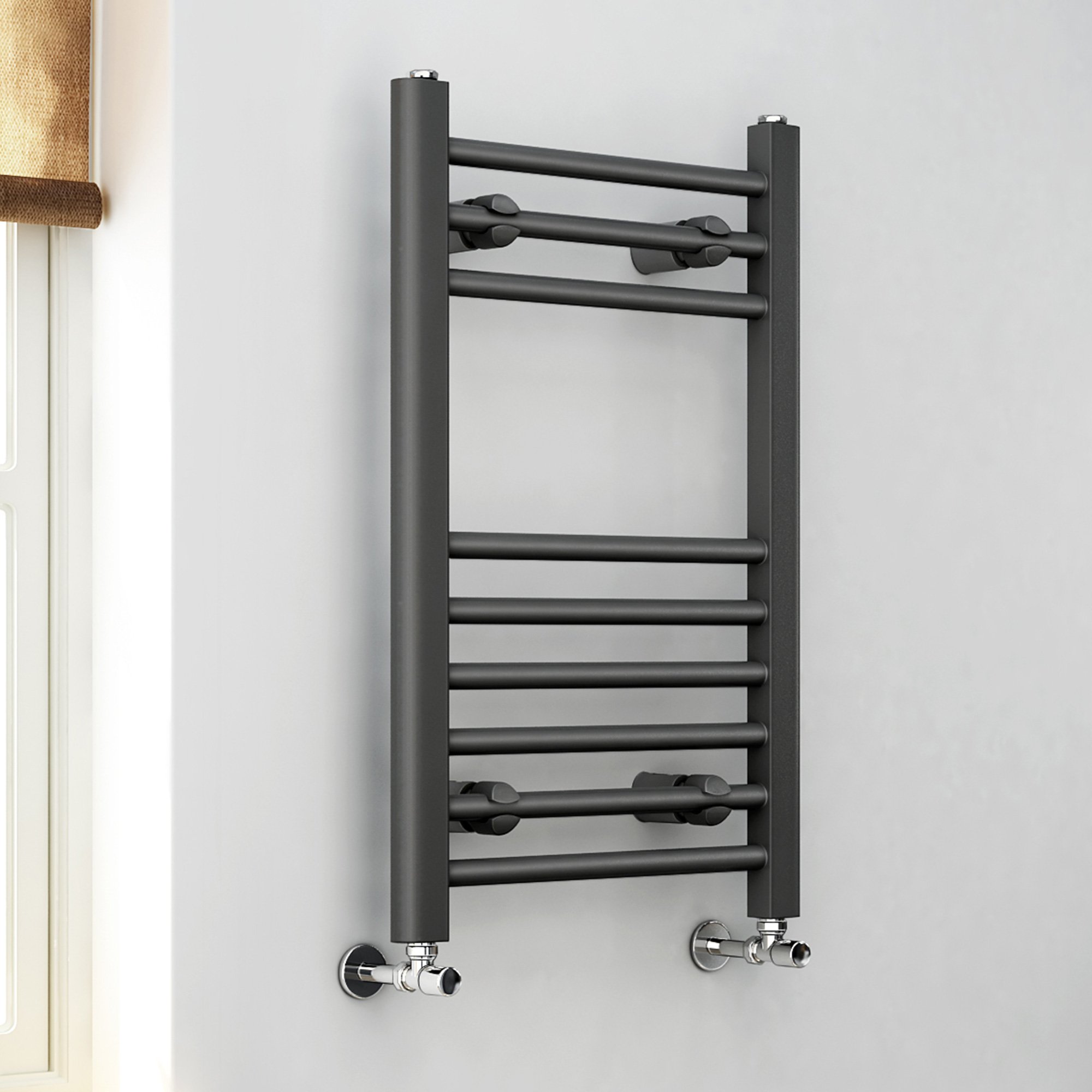 650 x 400 Anthracite Straight Heated Towel Rail Bathroom Radiator
