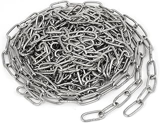 Aexit Pet Dog Material Handling Products Training Clothes Hanging 304 Stainless Steel Coil Chain Silver Coil Chains Tone M2x16.4Ft