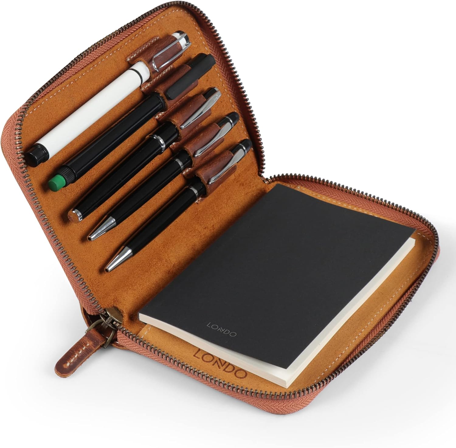 Londo Genuine Leather Padfolio – Portfolio Folder with Pencil Holder, Notepad & Zipper Closure for Business, Office & Travel