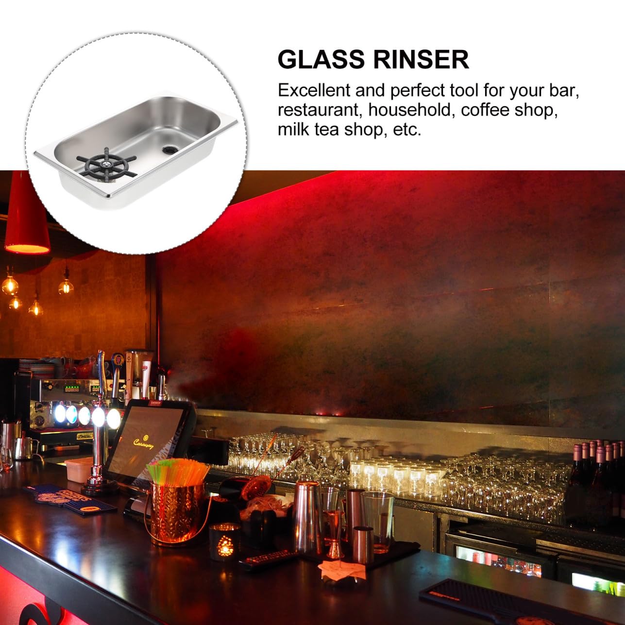 VILLCASE Scolaborraccia in Acciaio Inox e Silicone, Lavabicchieri per Lavello da Cucina e Bar, Pulizia, Robusto e Affidabile