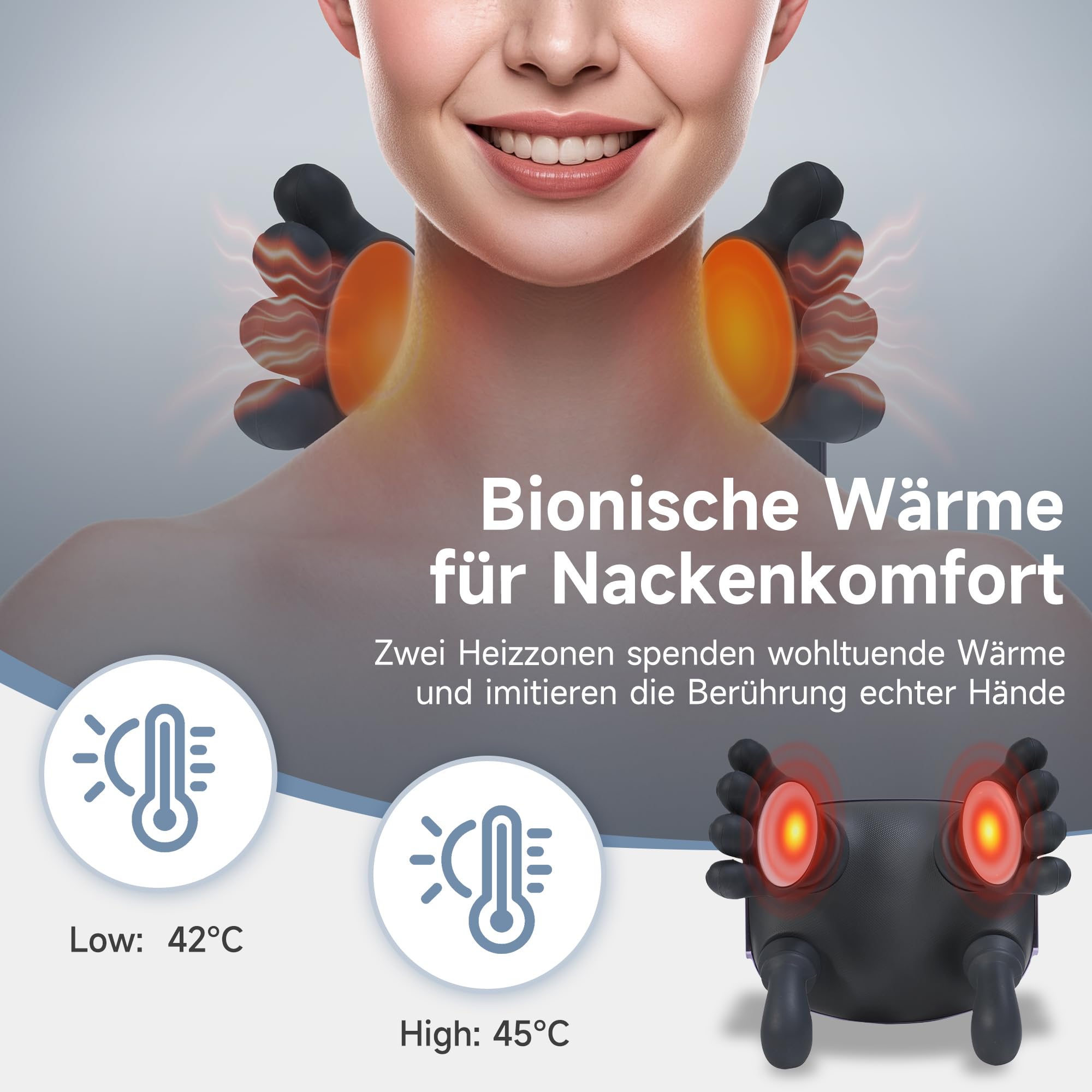 4D Shiatsu Nackenmassagegerät mit Wärme, 3 Intensitätsstufen