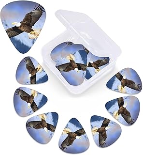 Bald Eagle Flying print Guitar Picks 12 Pack Personalized Guitar Picks with Storage Box Guitar Accessories for Ukulele Electric Acoustic Guitars Bass