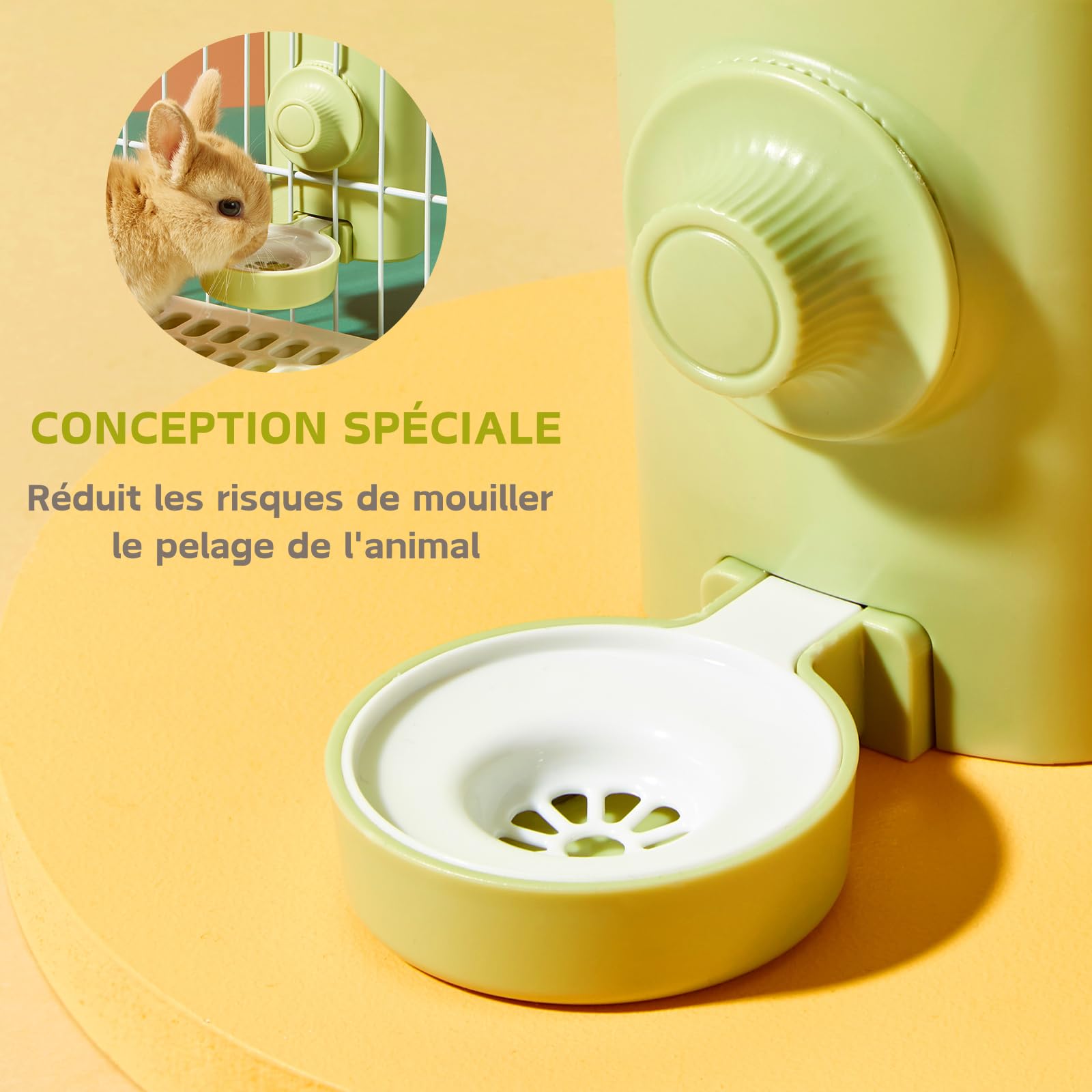 Distributeur Eau Lapin, 600ML Suspendue Abreuvoir Lapin Automatique Biberon Cochon d'Inde Anti-Goutte Biberon Hamster pour Chinchilla Cochon d'Inde Hérisson Furet (Vert)