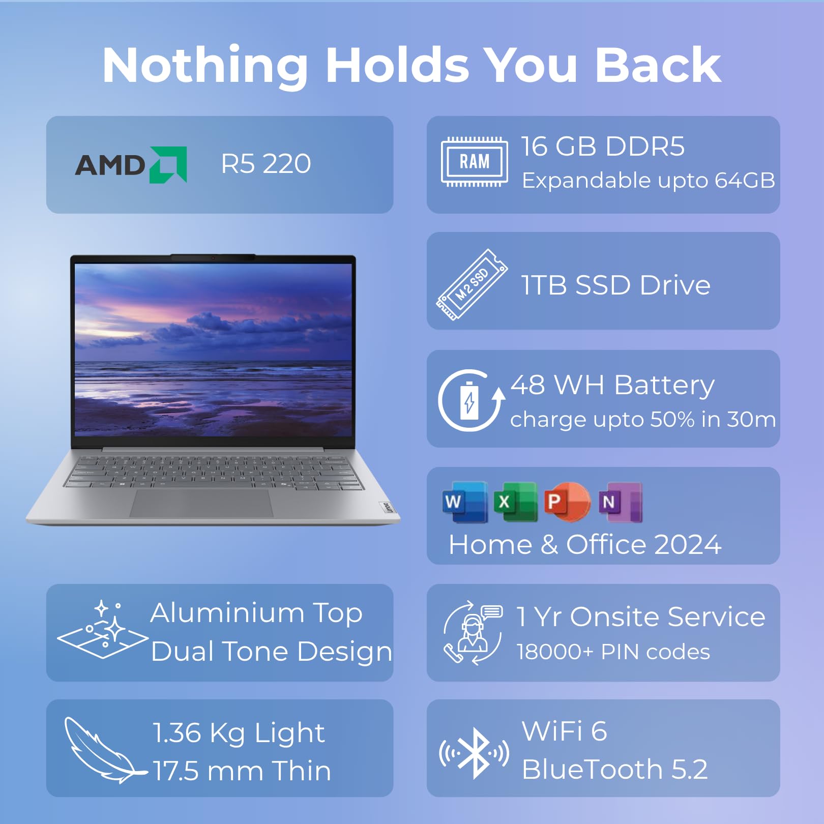 Lenovo ThinkBook 14, AMD Ryzen 5 220, 16GB RAM, 1TB SSD, WUXGA IPS