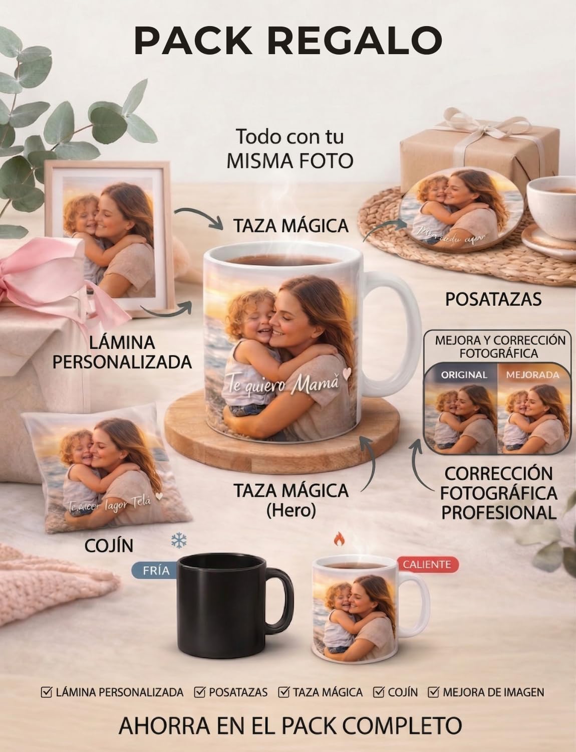 Taza Personalizada Foto Texto Regalo Recuerdo Emocional Original Ceramica 350ml Resistente Microondas Lavavajillas Diseño Unico Amor Familia Amigos Cumpleaños Sorpresa Especial (ROSA) — view 6