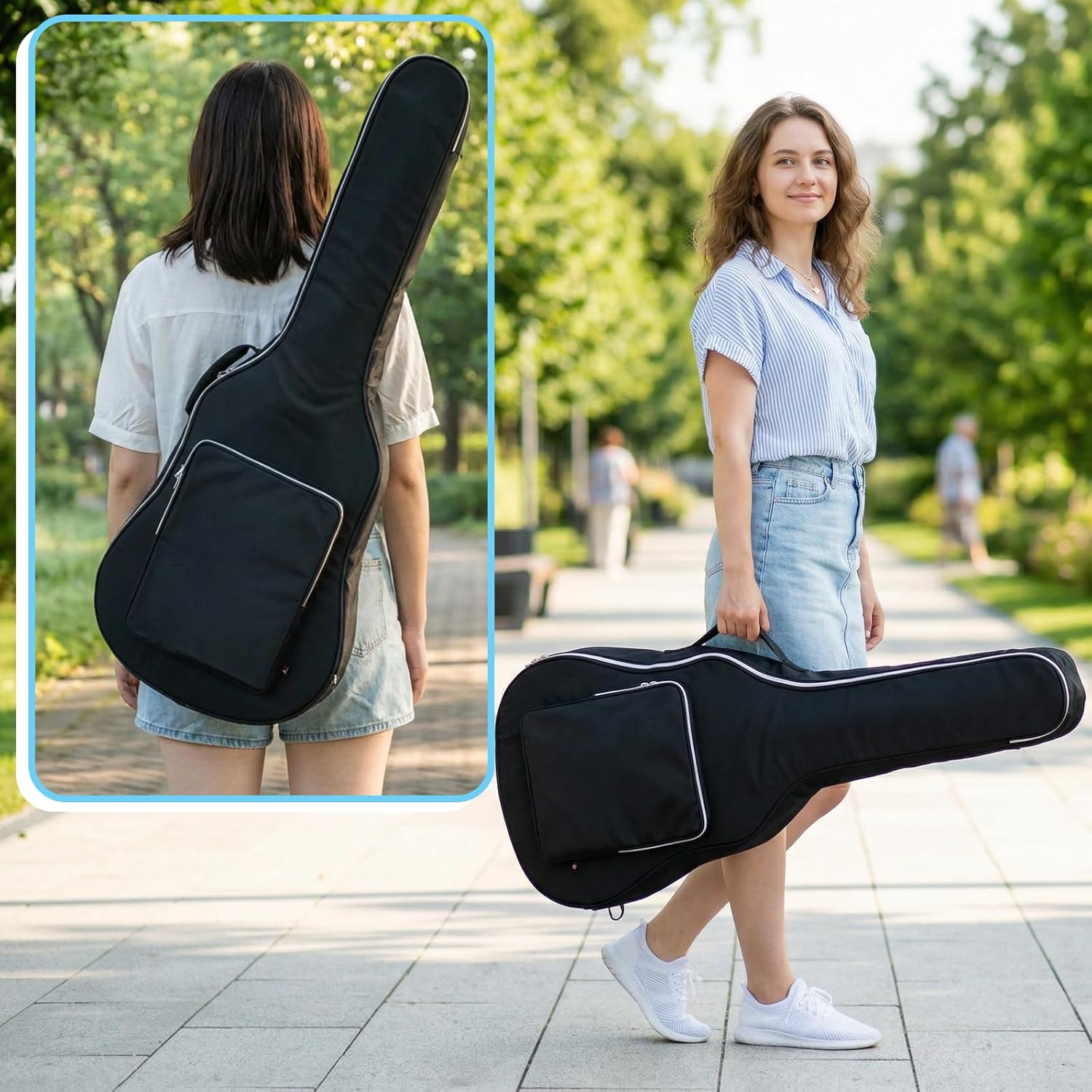 TXEsign 1 Pack Acoustic Guitar Bag Carrying Case for 40/41 Inch Acoustic Guitars, Thick Padding Guitar Case Gig Bag with Adjustable Shoulder Strap and Accessory Pocket (Case Only)