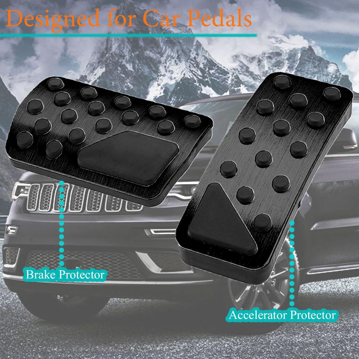 2Pcs Aluminum Alloy Pedal Cover for Jeep Grand Cherokee 2011~2025/for Dodge Durango 2011-2025 No Drilling Aluminum Brake and Accelerator Pedal Covers,Black