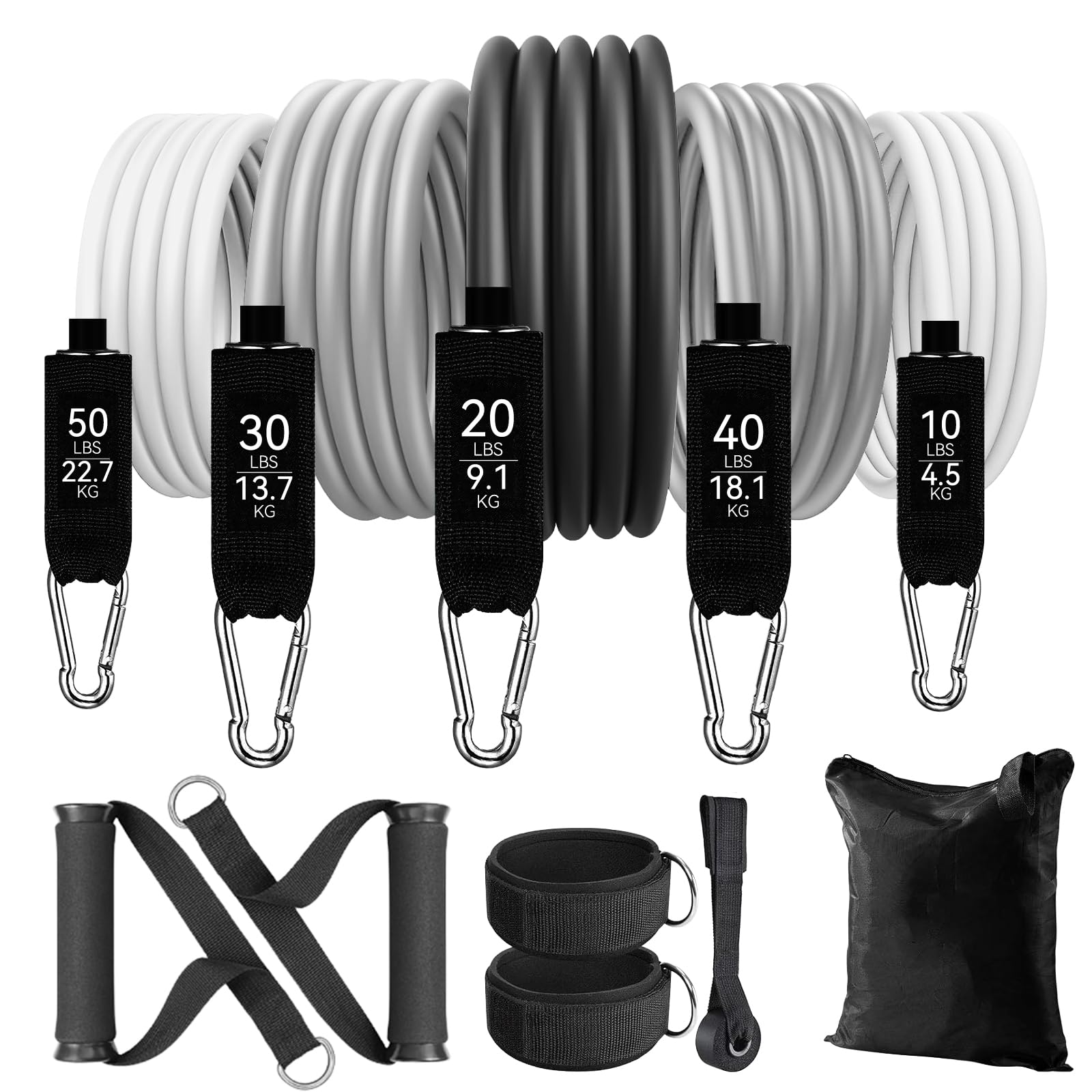 Resistance Band-fitness Band with Handles, Exercise Bands with Door Anchors and Ankle Straps - For High Intensity Resistance Training, Exercise Stretching band Equipment Easy to Carry.