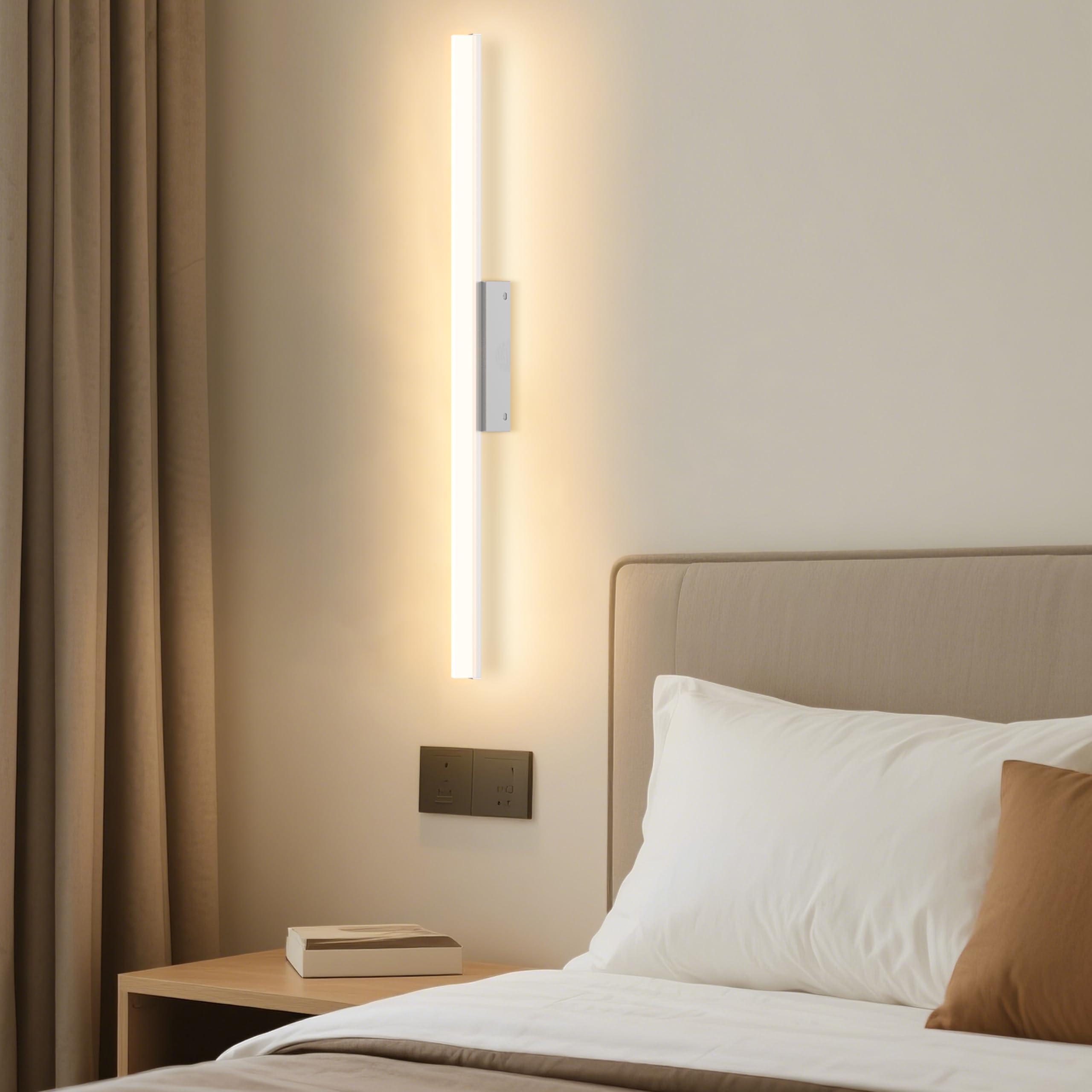 Led Aplique Espejo Baño, 100CM Luz Espejo Baño IP44 Dimmable 3000K-6000K Pared Luz, 20W Lampara Apliques de Para de Impermeable Plata