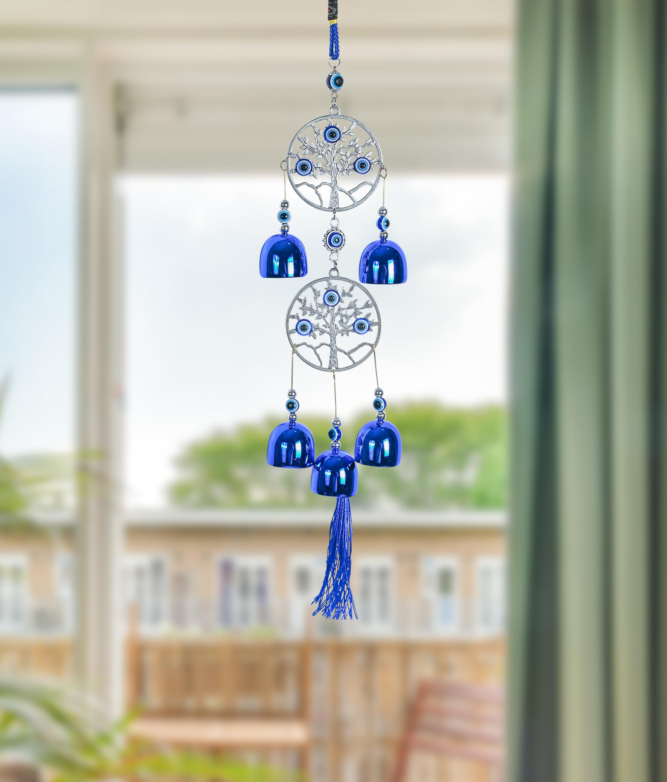 ZAICUS 5-Bell Evil Eye Wind Chime – Protective Charm for Good Luck, Positive Energy, and Harmony, Decorative Hanging for Indoor & Outdoor Spaces, Ideal Gift for Loved Ones-image-20