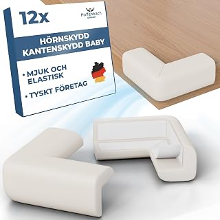 Hoffenbach 12x Corner Protectors Baby Bumper - Adhesive Table Edge Protectors - Bumper Protector for Babies & Children - Soft Rubber Corner Protector for Tables, Furniture & Corner - Corner Protector - White