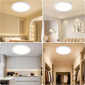 LED Ceiling Light Round Ceiling Light 3000 K 4000 K 6500 K 18 W 1800 LM IP44 Waterproof Modern Simple Lamp for Living Room Bathroom Bedroom Kitchen Thin 220 x 21 mm [Energy Class E]