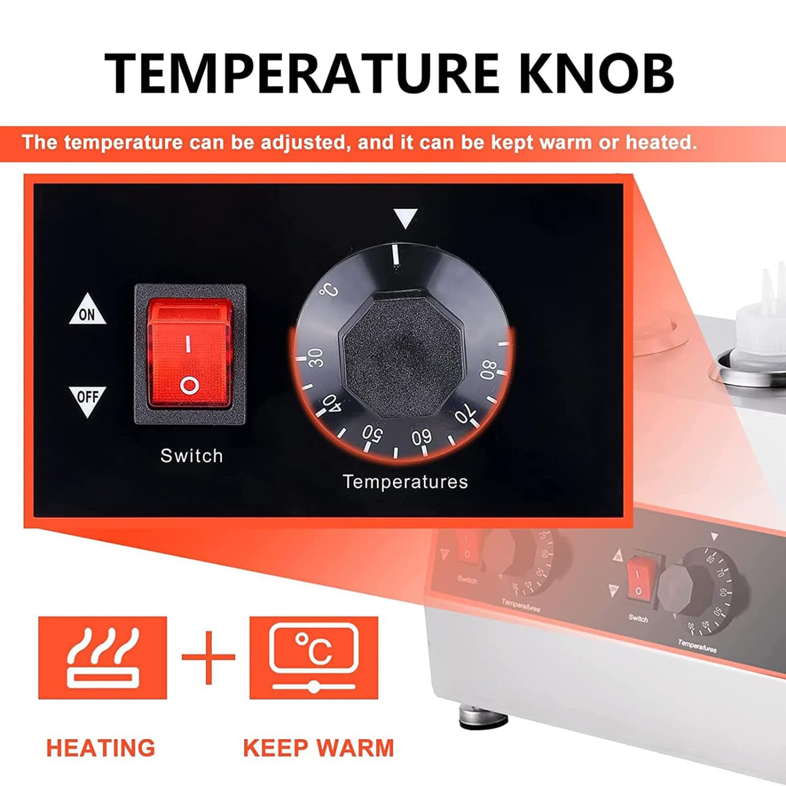 Calentador Eléctrico Dispensador De Alimentos De 480 W, Calentador Dispensador De Salsa Comercial, Calentador Dispensador De Salsa De Chocolate, Queso Y Caramelo (Botella Triple)