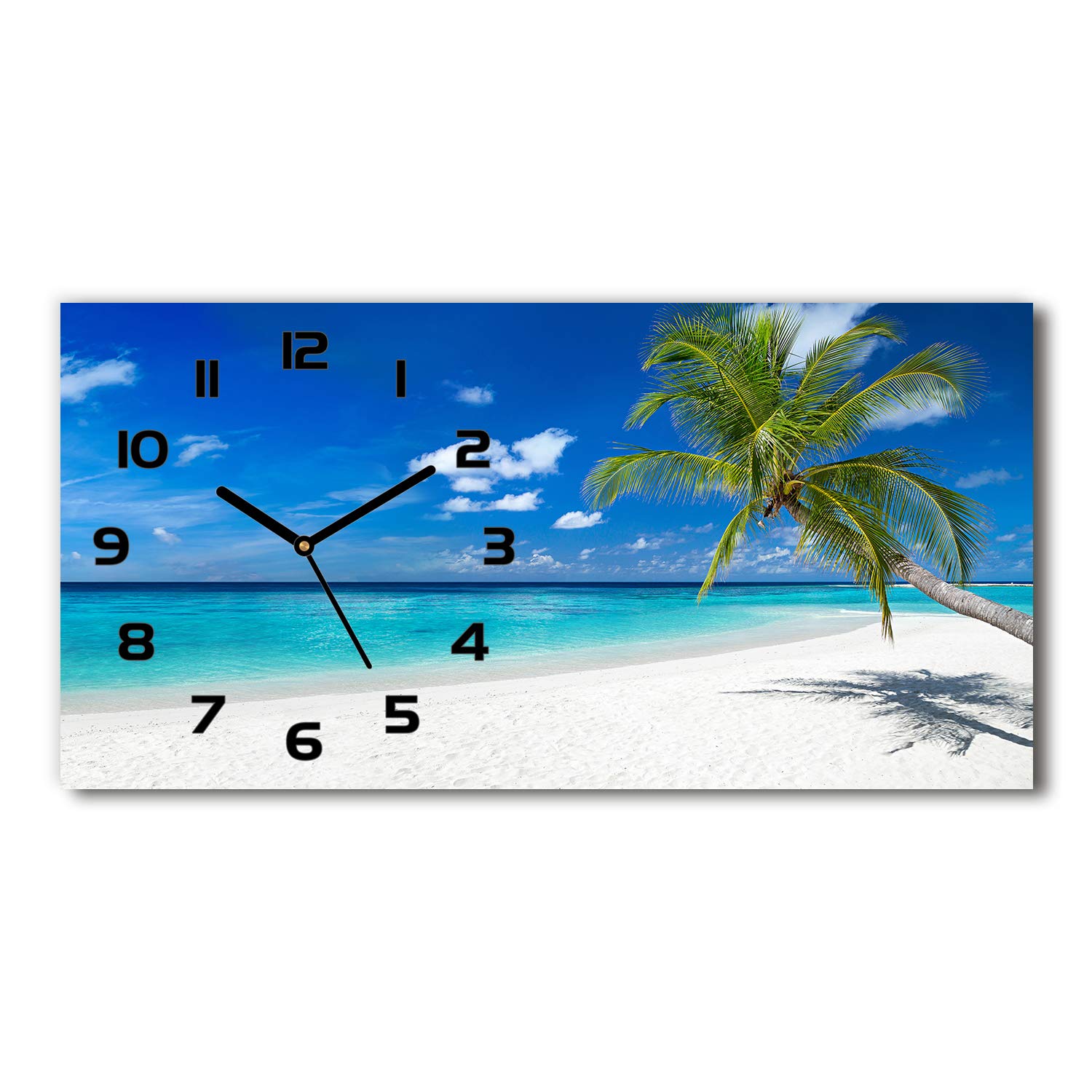 Horloge en verre pour salon design 60x30 cm sur le thème plage tropicale