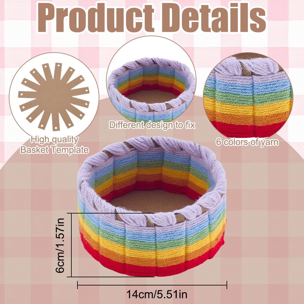 FREEBLOSS 12 Set Basket Weaving Kit Yarn Basket Making Kit Creative Woven Bowl Suitable for Kids Arts and Crafts Projects with Instriction for Easter Basket Activities