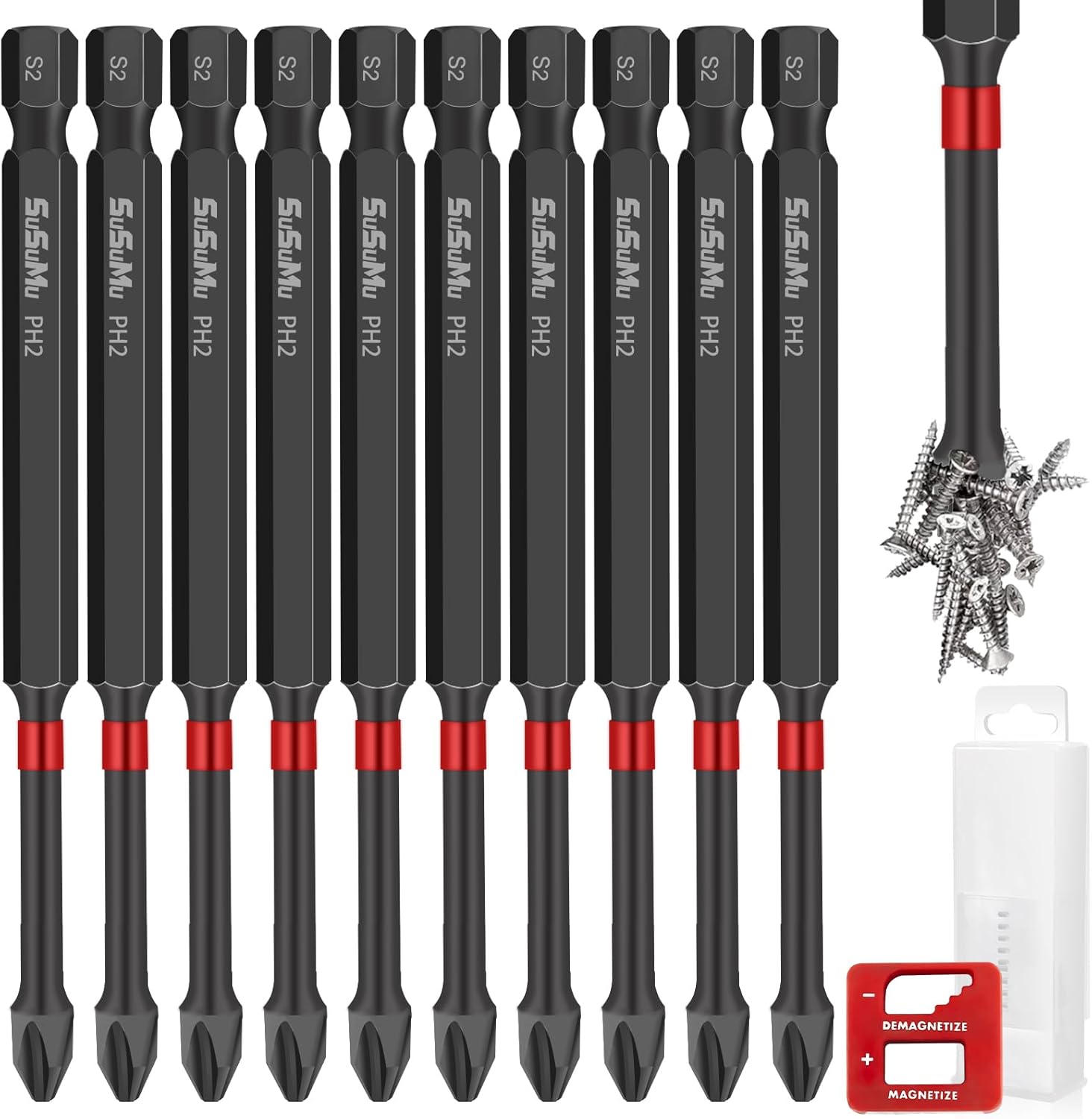 SuSuMu 4 Inch Impact Tough Phillips Head Drill Bits 2 CNC Anti