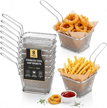 8 Pcs Stainless Steel Chip Baskets Set