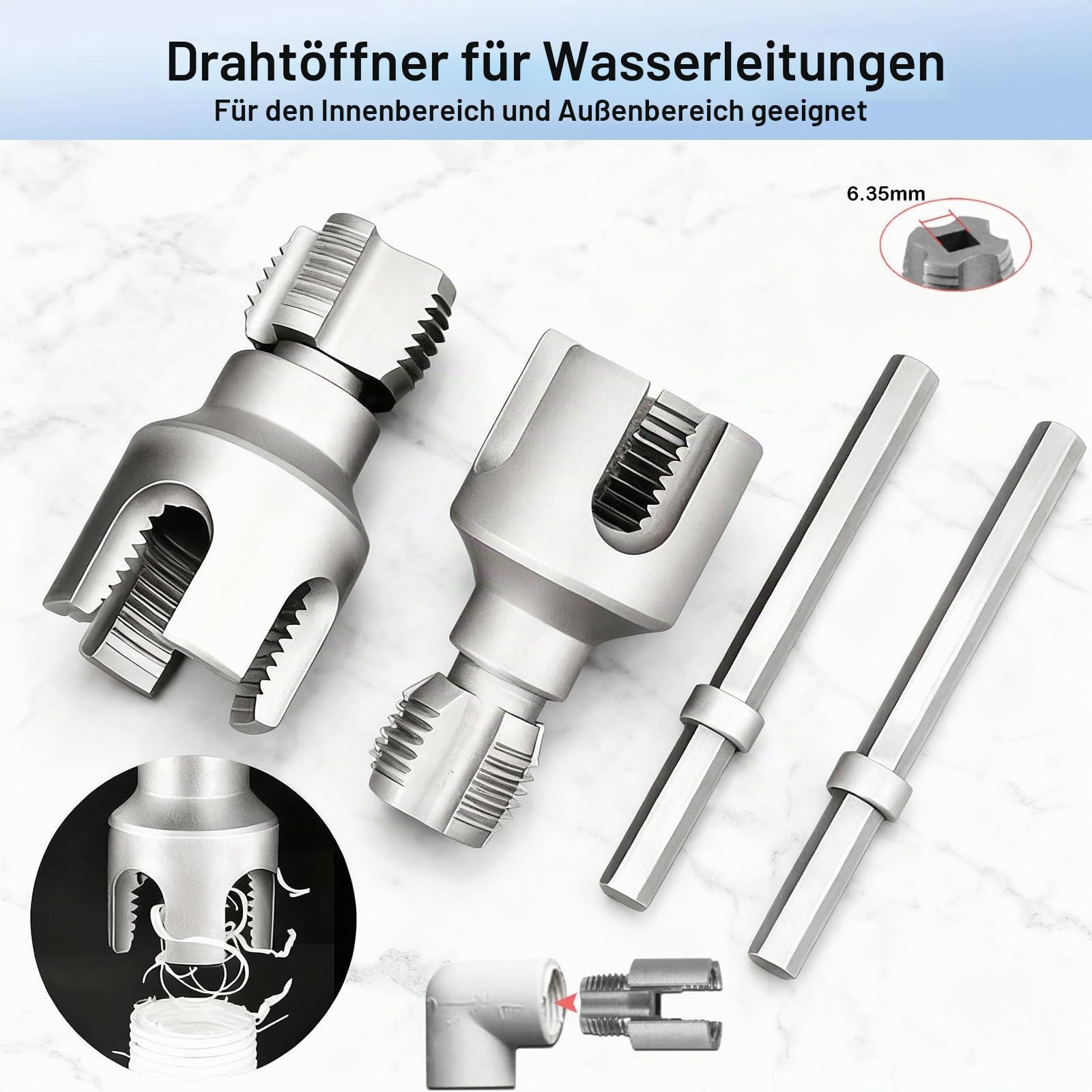 Schraubenausdreher Set, Linksausdreher für 1/4 und 1/6, Screw Extractor zum Beschädigte Schrauben Rausdrehen, Schraubenentferner 3 Stk, Ausdreher Set Verstellbar, Gewindeausdreher Leicht zu Tragen