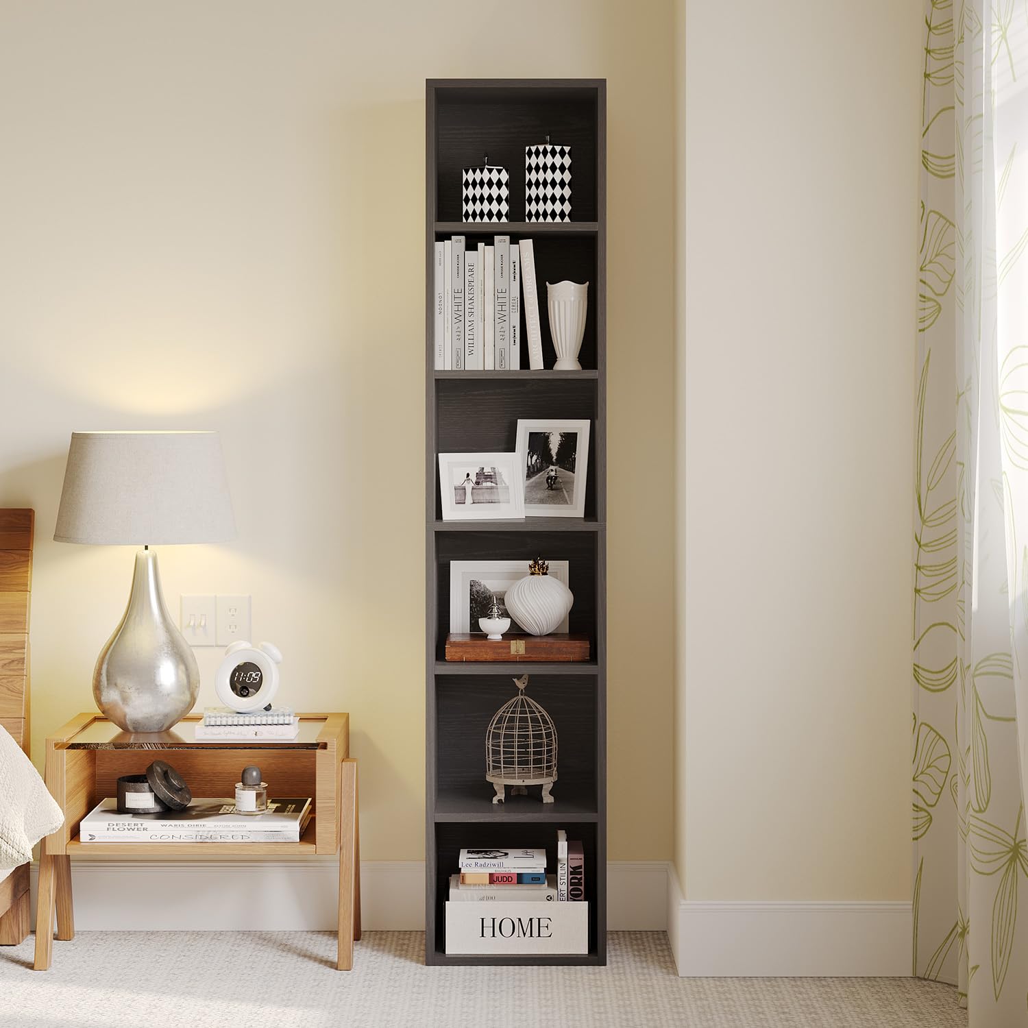 Amazon.com: MXV Narrow Bookshelf, 6-Tier Open Bookcase, Coner