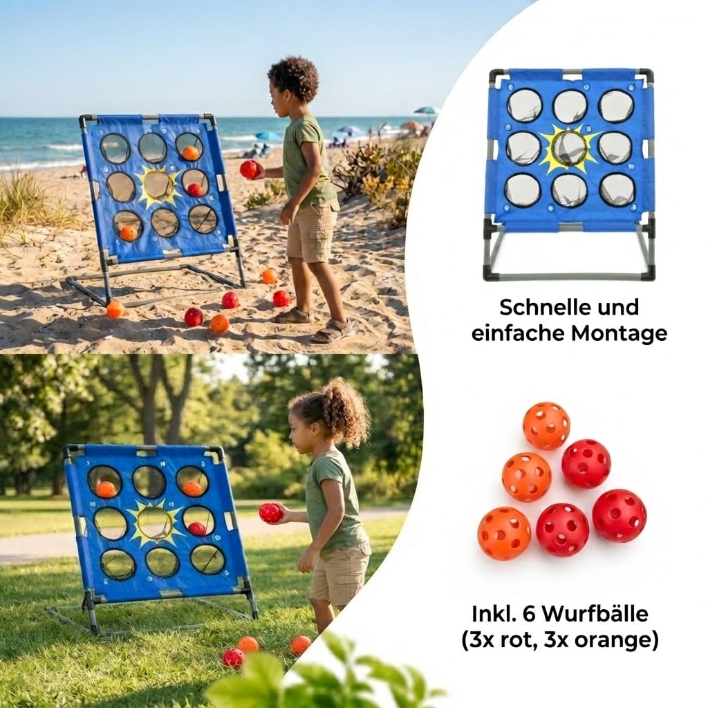 Bolimo Juego de Lanzamiento para Niños y Adultos – Juego de Pelota Indoor y Outdoor con Diana – para Jardín, Parque, Camping y Fiesta