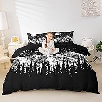 Vista 38 de Juego de ropa de cama geométrica roja, gris y negra, funda de edredón con círculo geométrico para niños, niñas, hombres, dormitorio, diseño