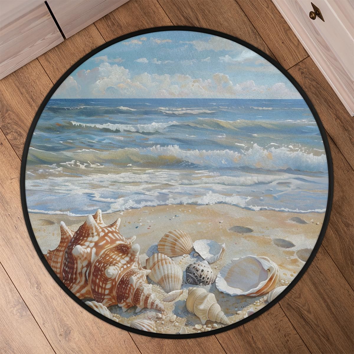 Amazon.com: Mintoprints Ocean Beach Shell Round Rug 3ft Beach