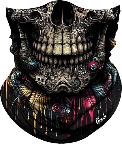 Miniatura 63 de Obacle - Tapabocas con cuello polar y de estilo de pañuelo contra el polvo y el sol para hombre y mujer Calavera Azul Ojo y Nariz