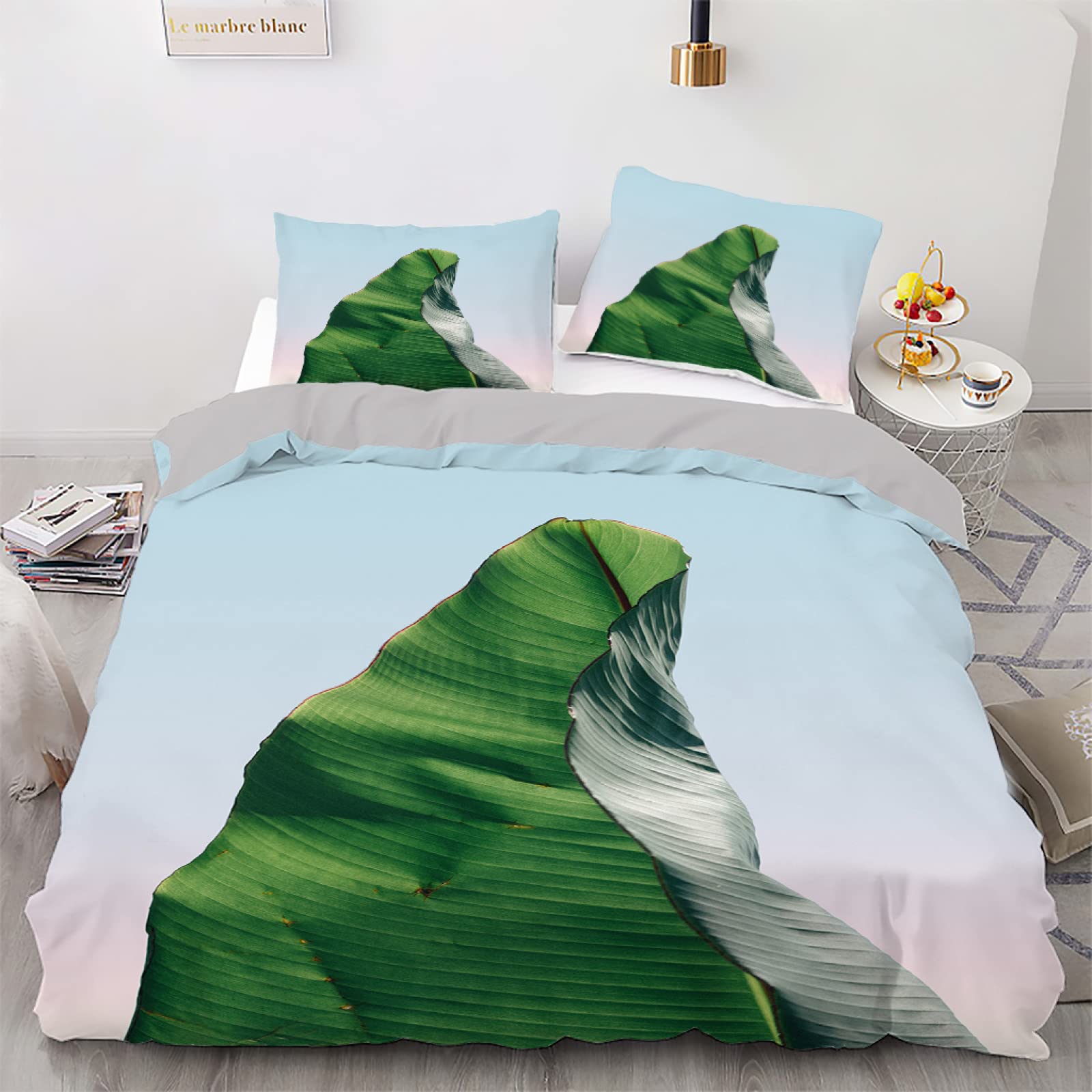 Housse de couette 220x240 microfibre verte anti-transpiration pour literie adulte
