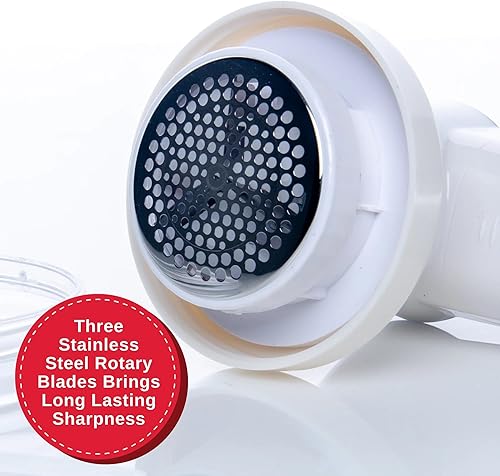 Vista 4 de SINGER Compact Fabric Shaver and Lint Remover Portable, Battery Operated Device with 3 Stainless Steel Blades & Detachable Lint Catcher