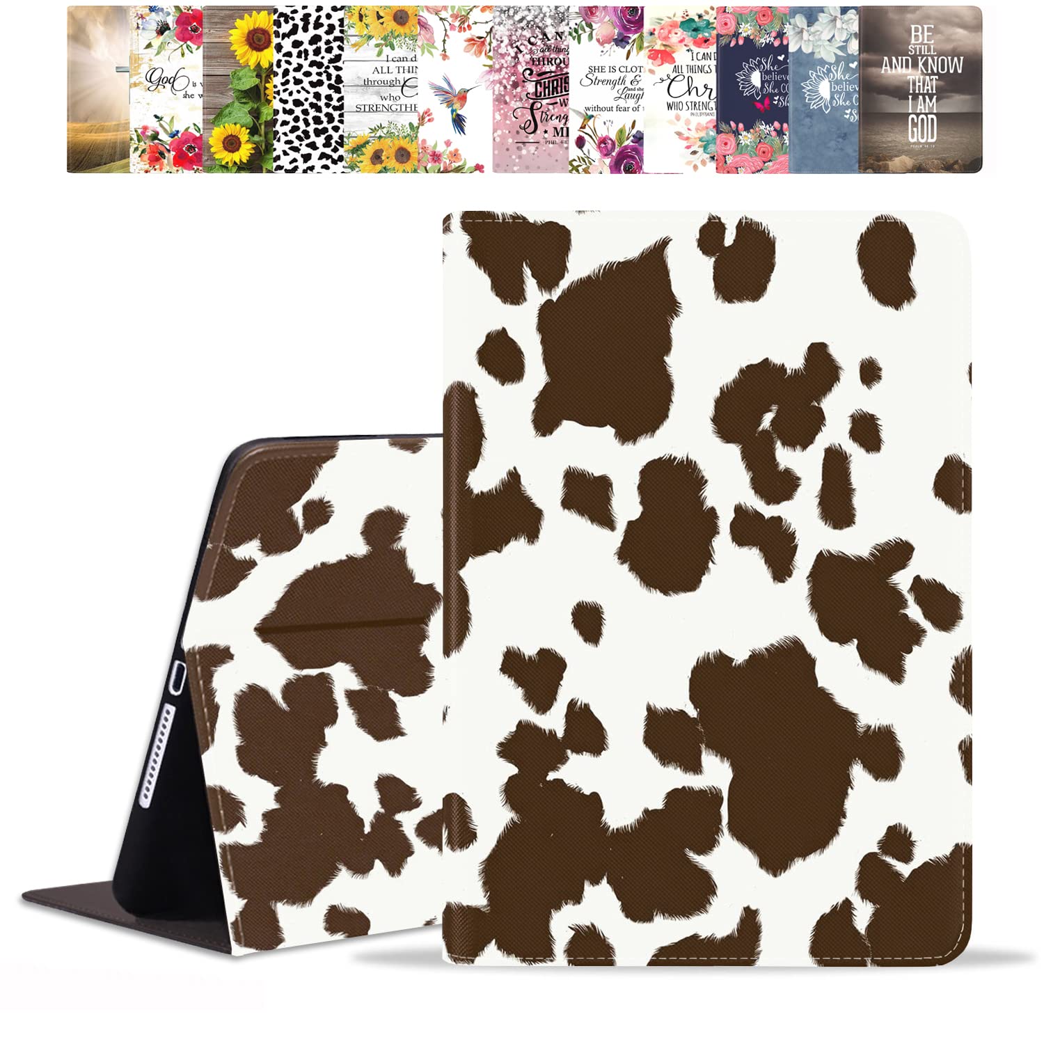 POIUYTREW for Samsung Galaxy Tab A 10.1 Inch Case 2019 (SM-T510/T515/T517), PU Leather Folio Case Smart Cover with Stand & Auto Wake Sleep, Cow Print