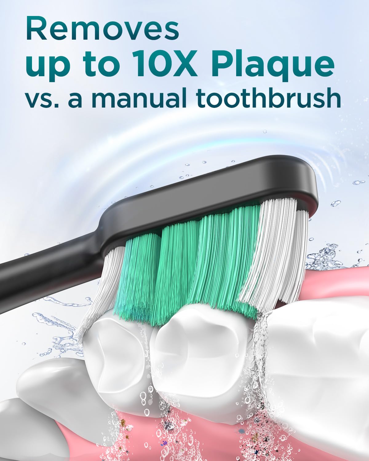 Cepillo de Dientes Eléctrico Sónico para Adultos - Cepillo Electrico con 8 Cabezales y Estuche de Viaje, 5 Modos, IPX7 Impermeable, Cepillo Dientes Electrico Ultrasónicos, Negro Profundo