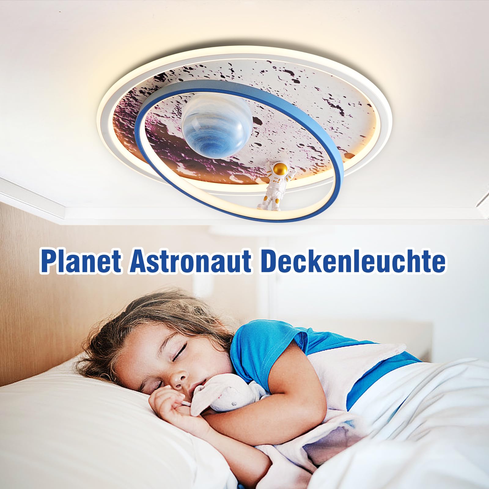Plafoniera Cameretta Bambini Lampadario, Dimmerabile Lampada Da Soffitto A LED Per Bambini con Telecomando, 3000-6000K, Lampada Soffitto Camera da Letto Astronauta, Moderna Ragazze Ragazzi Luci