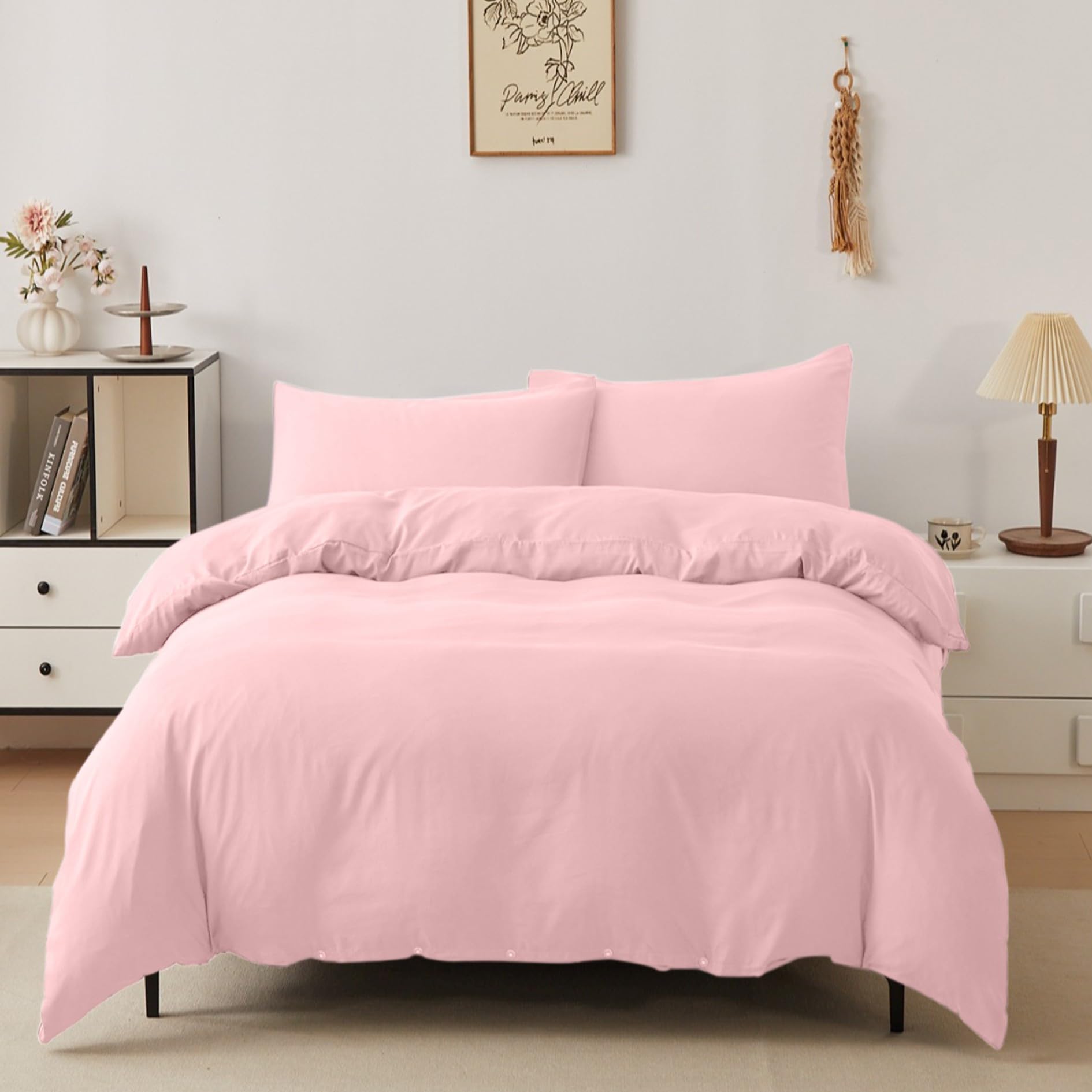 Victoria & Carter Single Duvet Cover Set with Matching Pillowcase β Soft Microfibre Bedding for Single Bed β Lightweight, Easy Care Duvet Cover with Button Closure (Pink)