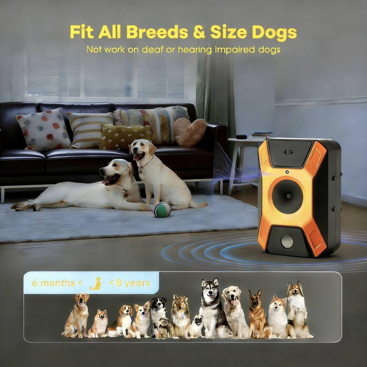 Appareil anti-aboiement pour chien - Répulsif à ultrasons pour chien - Convient pour toutes les tailles et toutes les tailles - Appareil anti-aboiement automatique - 3 fréquences réglables