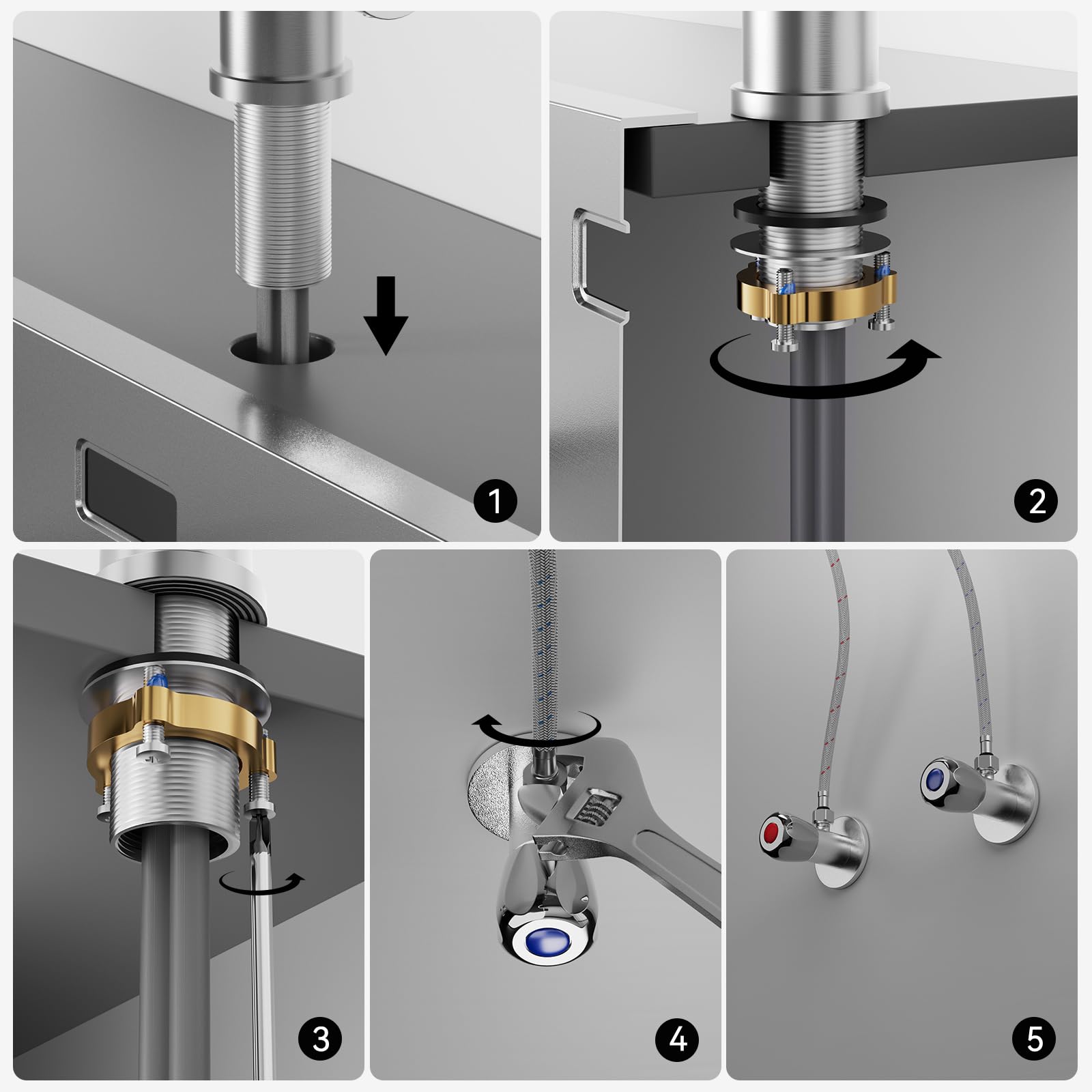 Rubinetto Lavello Cucina Cromo, Rubinetto Cucina Con Doccetta Estraibile, Miscelatore Cucina Con Due Tipi Di Getto D'acqua, Rubinetti Cucina In Acciaio Inossidabile Spazzolato