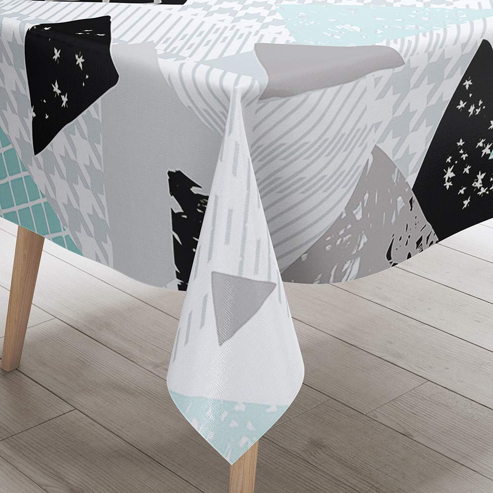 Nappe Rectangulaire DOTBUY 3D Nappe En Polyester Impermeable L'épreuve De L'huile Antifouling Nappe En Table Pour Extérieur Ou Intérieur Table De Salle à Manger (Bande,140x200cm