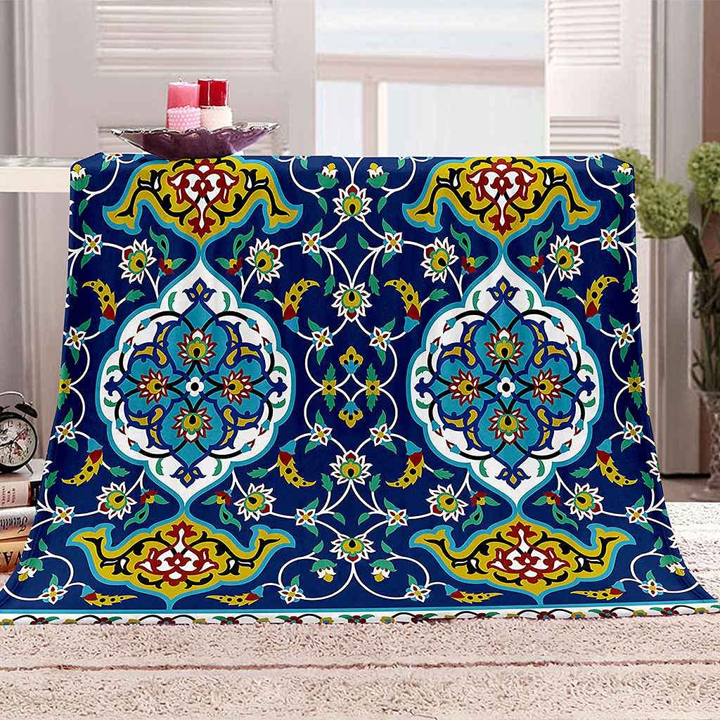 Couverture flanelle 150x200cm plaid canapé motif bleu