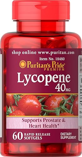 Puritan's Pride Licopeno de 40 mg, suplemento para la salud de la próstata y el corazón**, contiene propiedades antioxidantes**, 60 cápsulas blandas