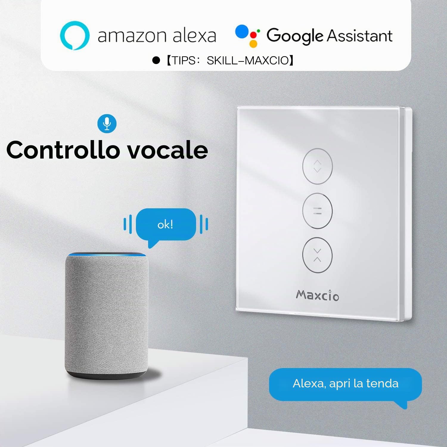 Maxcio Timer per tapparelle Smart Rolladen Alexa Interruttore On AB 1 2 4 (4 Packs)